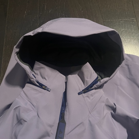Adidas Myshelter Jacket Large Purple Packable Hood Full Zip Rain - Picture 10 of 10